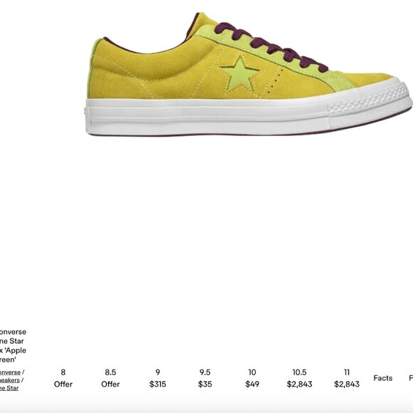 Ultra Rare/Discontinued/Vintage Style Converse One Star Ox Apple Green-Size 10.5 - Picture 8 of 12